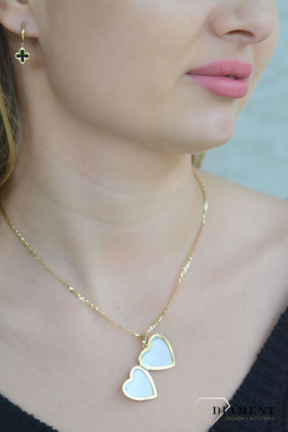 Złota zawieszka puzderko na zdjęcia sekretnik 375 Serce ZA 2538 375.jpg